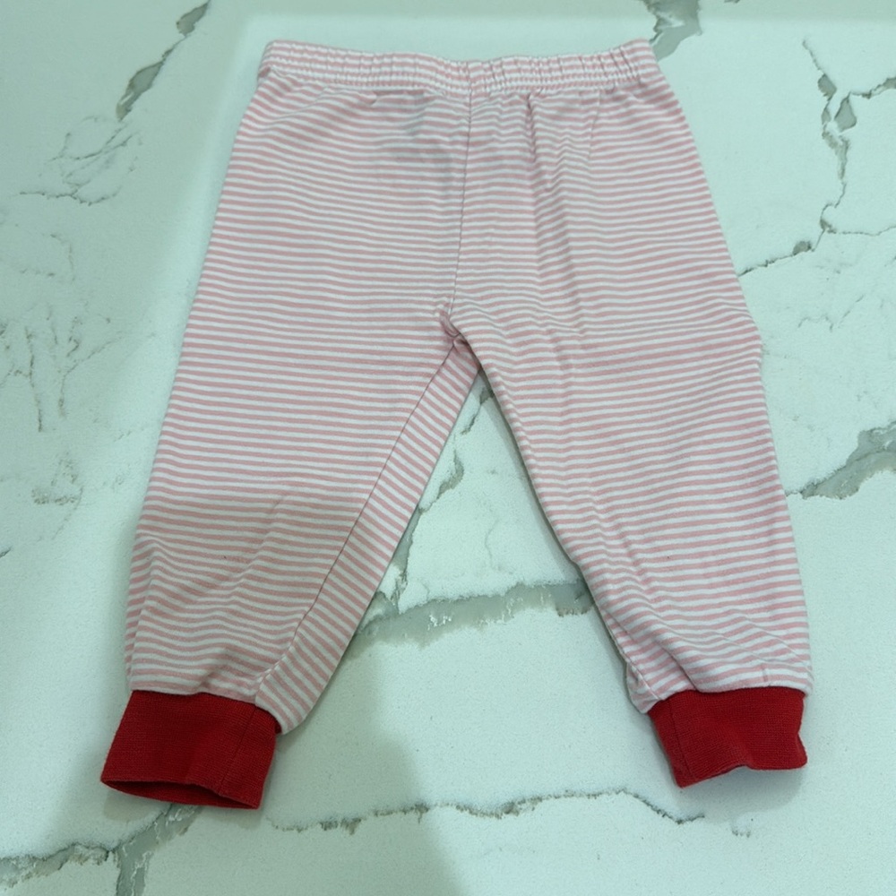 Jellybean Santa Embroidery Ruffle Pants PJ Set Monogrammed Clara 6M - Picture 5 of 7